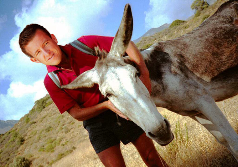 A.J. Allmendinger with donkey, funny photos of nascar drivers, NASCaR Driver of the #