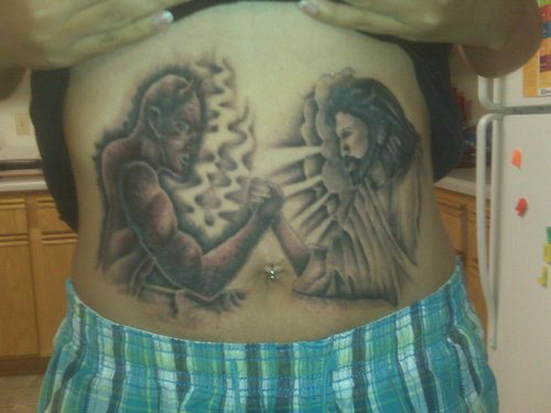 jesus vs devil tattoo