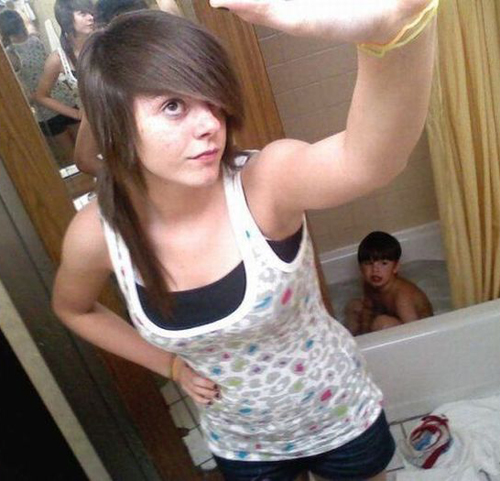 It's not hers. mirror photobomb taking pictures of yourself funny pict...