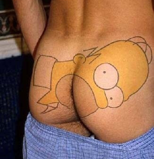 Homer Simpson on Ass Butt, worst tattoos, funny pictures, bad tattoos, foto...