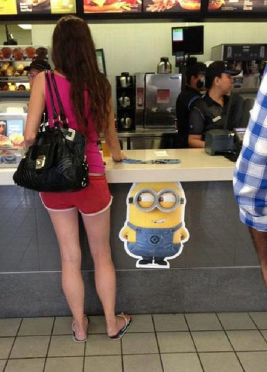 McDonald's advertising. Minion staring at woman's ass. 35 Pictures That Prove You Have a Dirty Mind. 