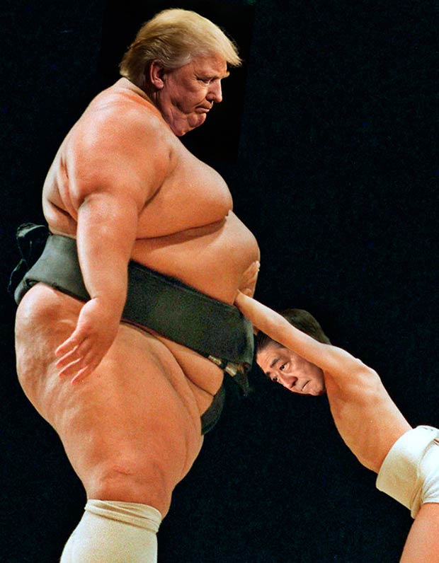trump chin donald double sumo wrestler hilarious funny memes joe photoshop jimmy ever team jaw